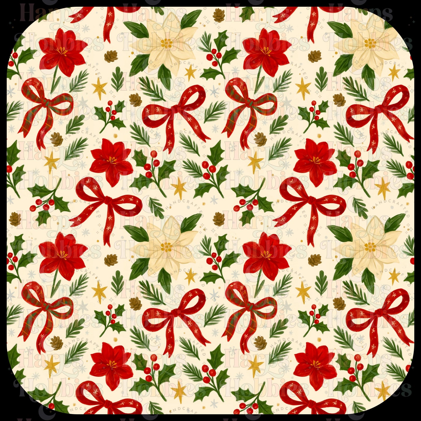 Poinsettia Bows Scrub Cap (pre order 12-15 business days)