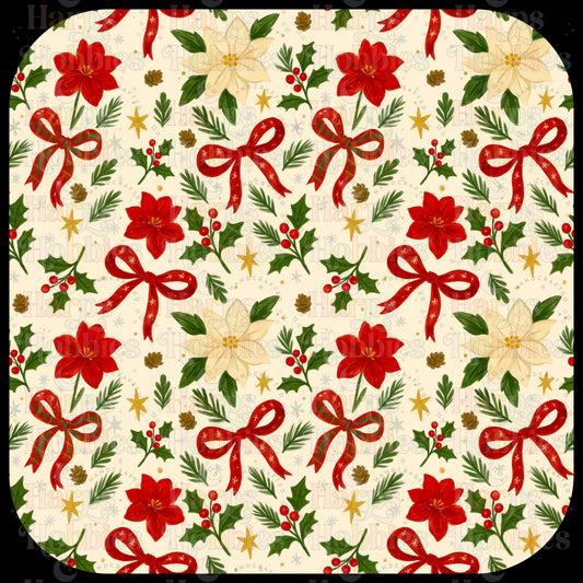 Poinsettia Bows Scrub Cap (pre order 12-15 business days)