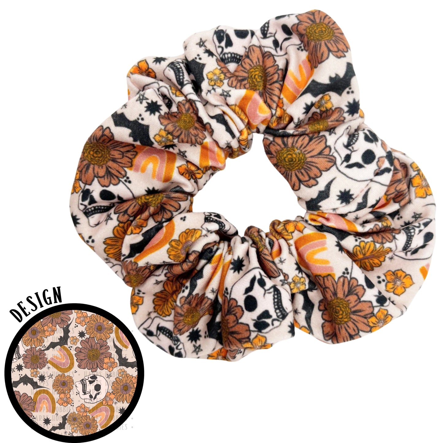 Rainbow Skulls Scrunchie