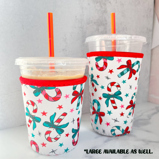 Candy Cane Bows Drink Sleeve (3 sizes)