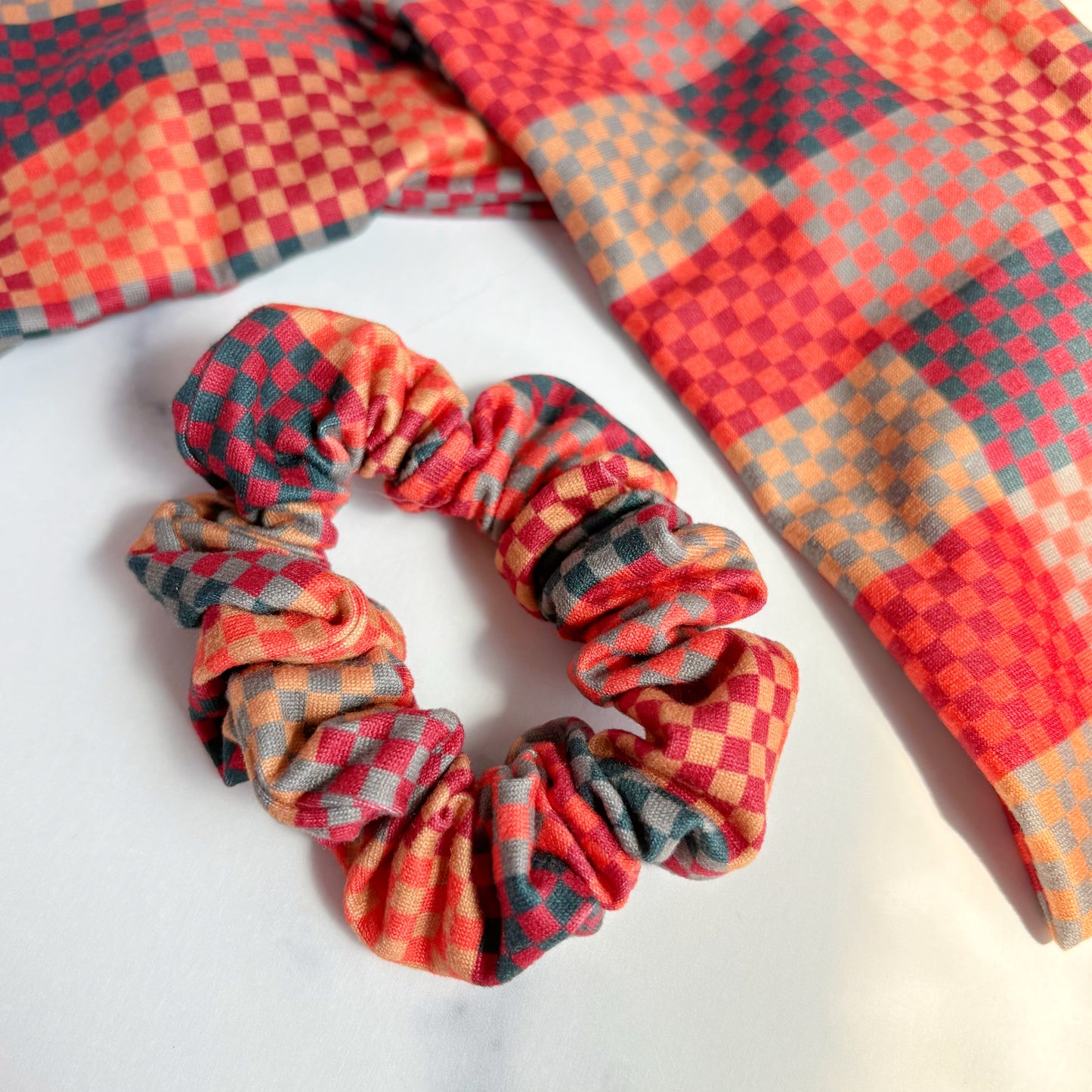 Rustic Checkered Scrunchie (Skinny)