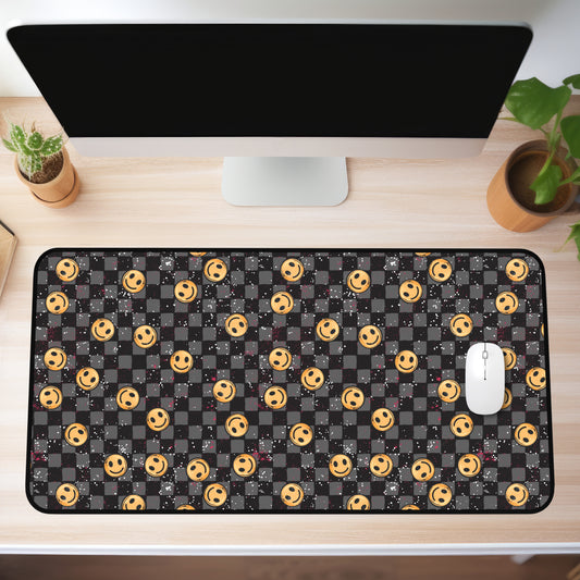Black Checks Smileys Desk Mat (4 sizes)