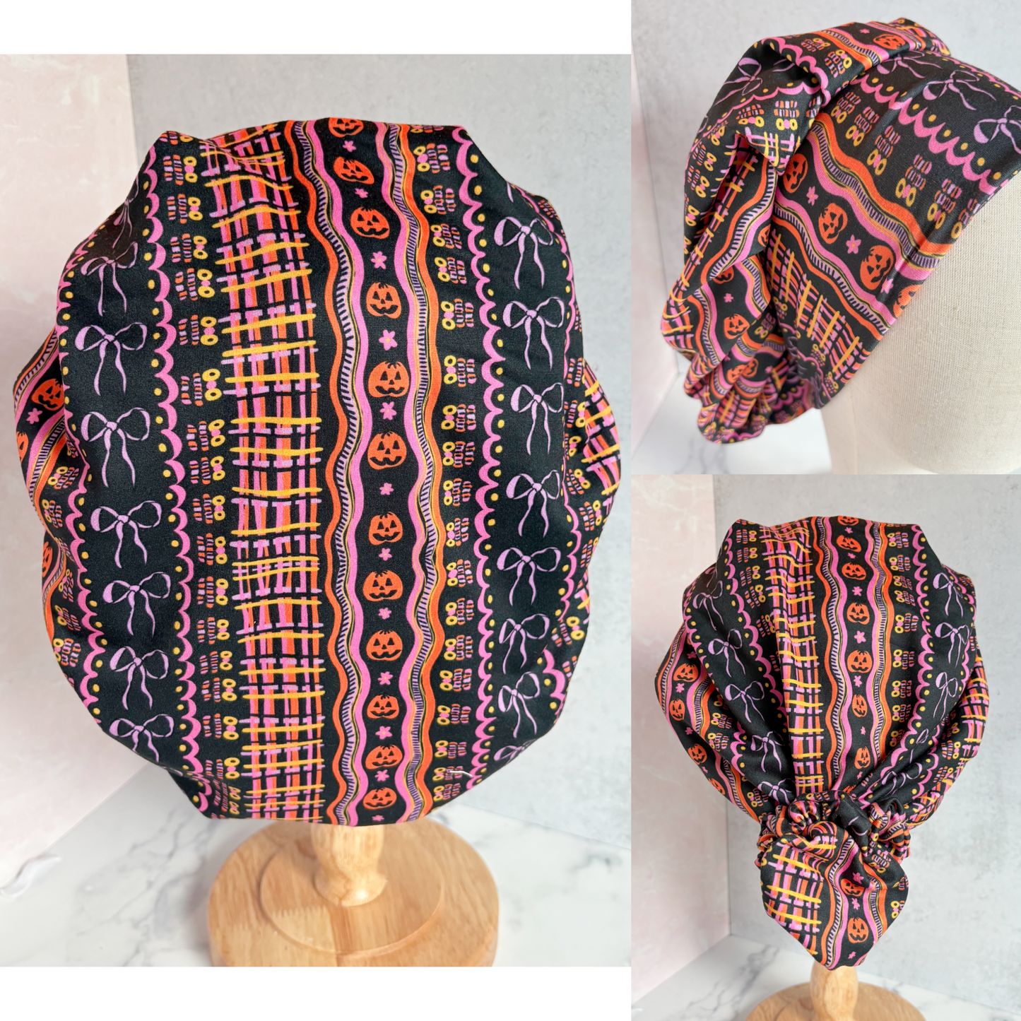 Neon Halloween Stripes Scrub Hat