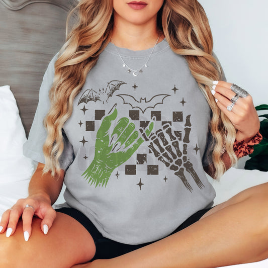 Skelly + Frankenstein Hand (tshirt/sweatshirt)