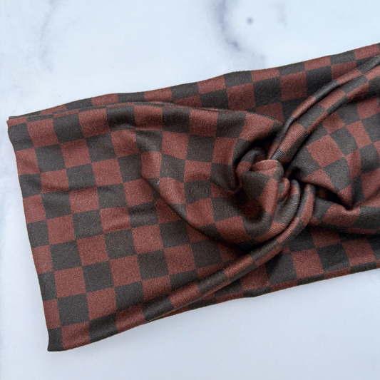Chocolate Checkered Headband