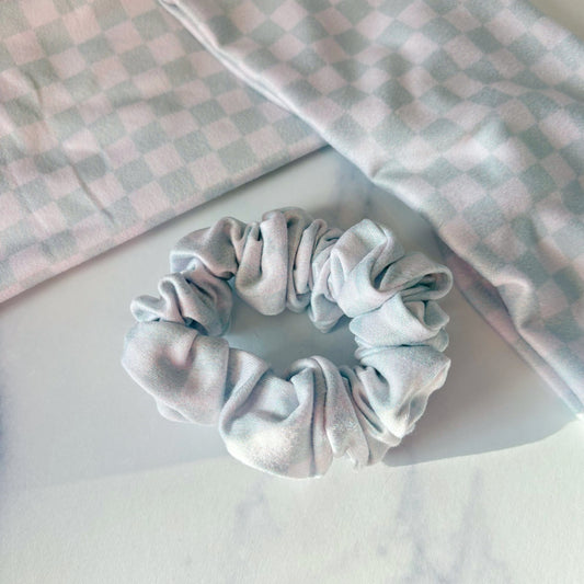 Sage Checkered Scrunchie (Skinny)