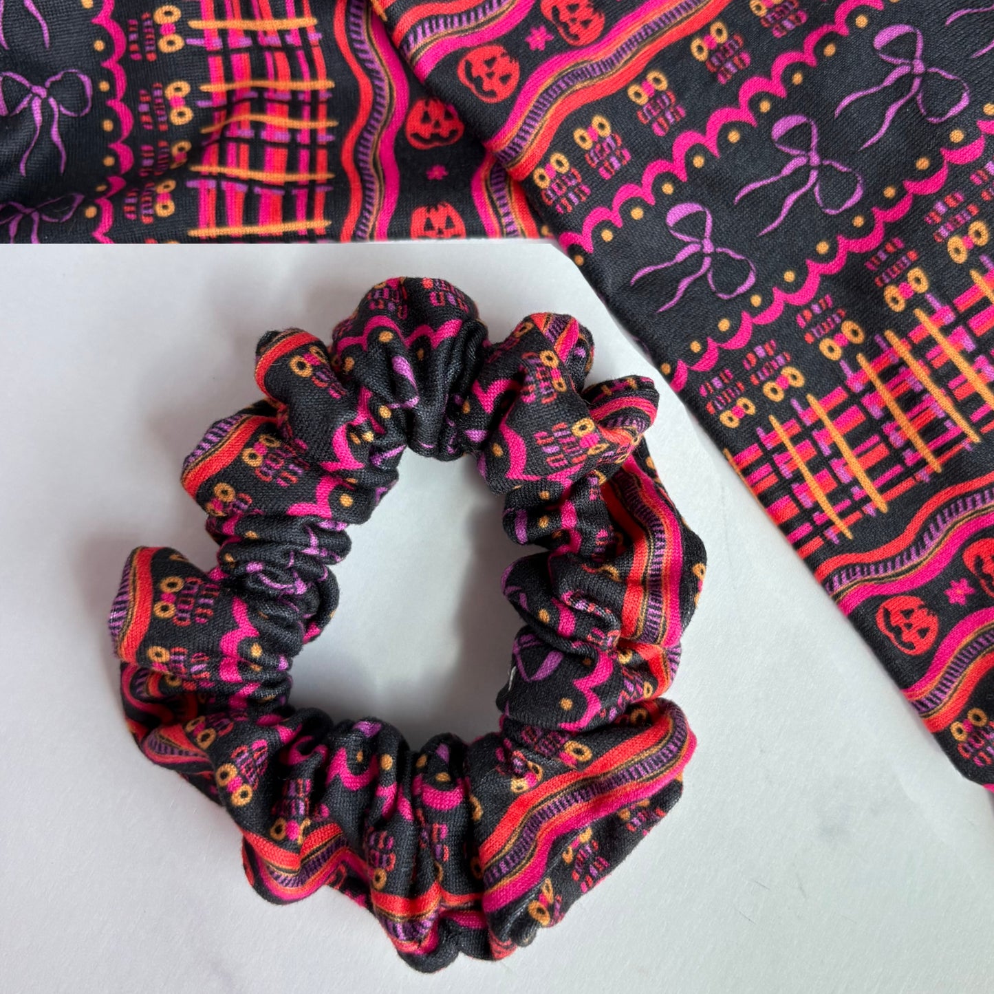 Neon Halloween Stripes Scrunchie (Skinny)
