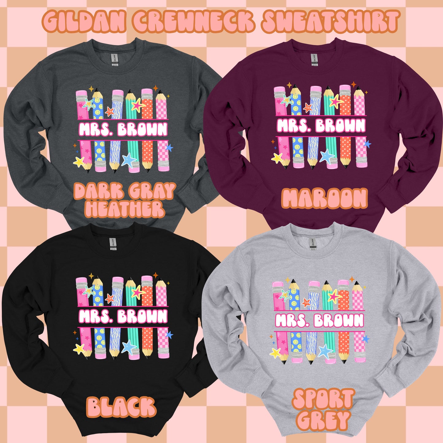 Custom Pencil Tshirt Tshirt/Sweatshirt/Long Sleeve