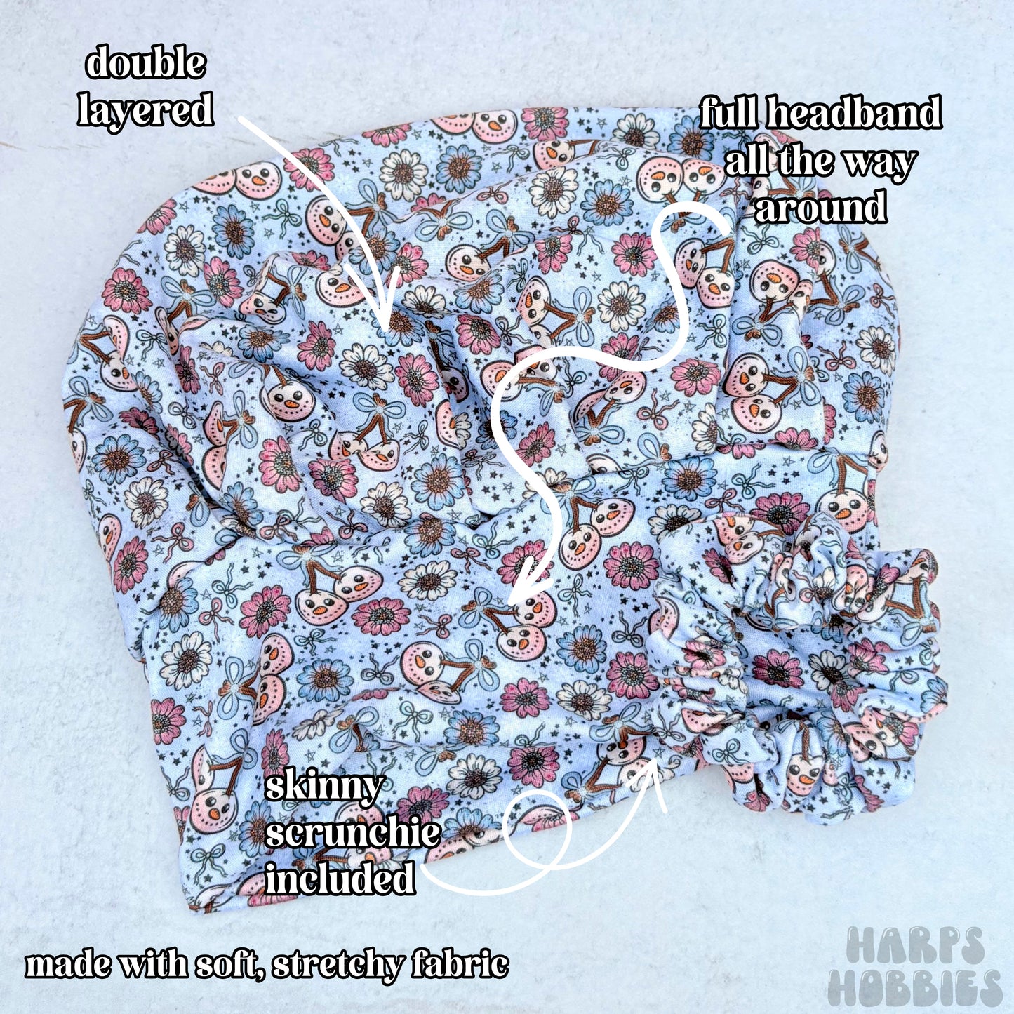 Snowman Cherries Scrub Hat