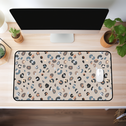 Blueish Neutral Leopard Desk Mat (4 sizes)