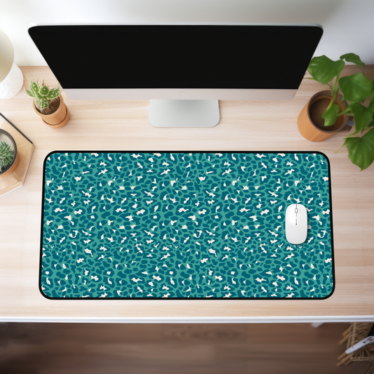 Teal Leopard Desk Mat (4 sizes)