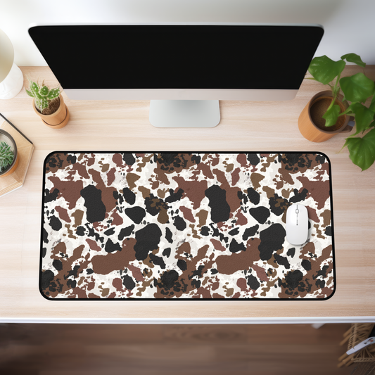 Black + Brown Cowhide Desk Mat (4 sizes)
