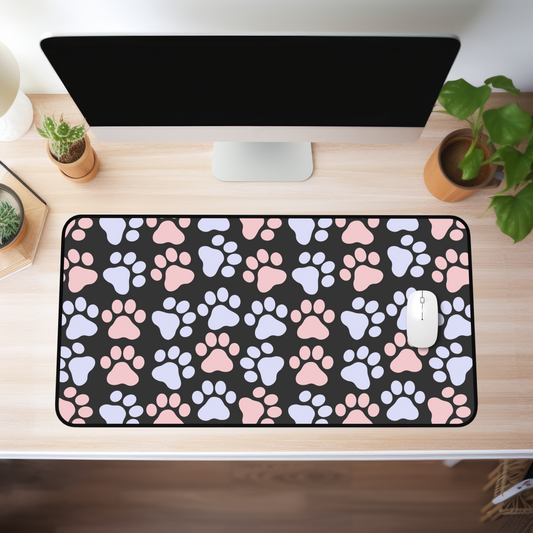 Pink + Blue Pawprints Desk Mat (4 sizes)