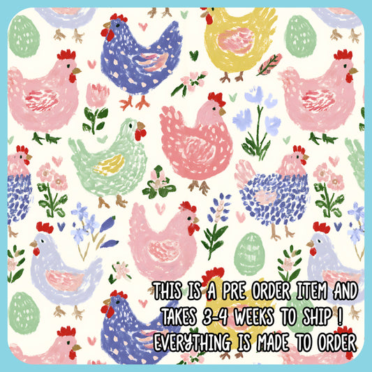 Colorful Chickens (headband/scrunchie/scrub cap) PRE ORDER