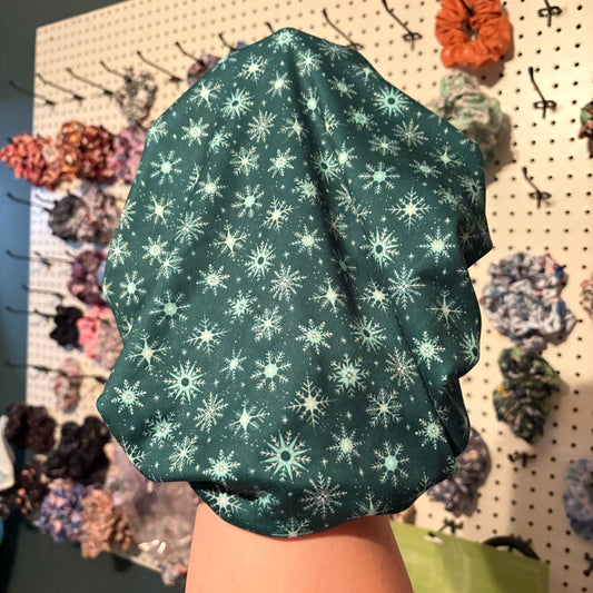 Emerald Snowflakes Scrub Hat