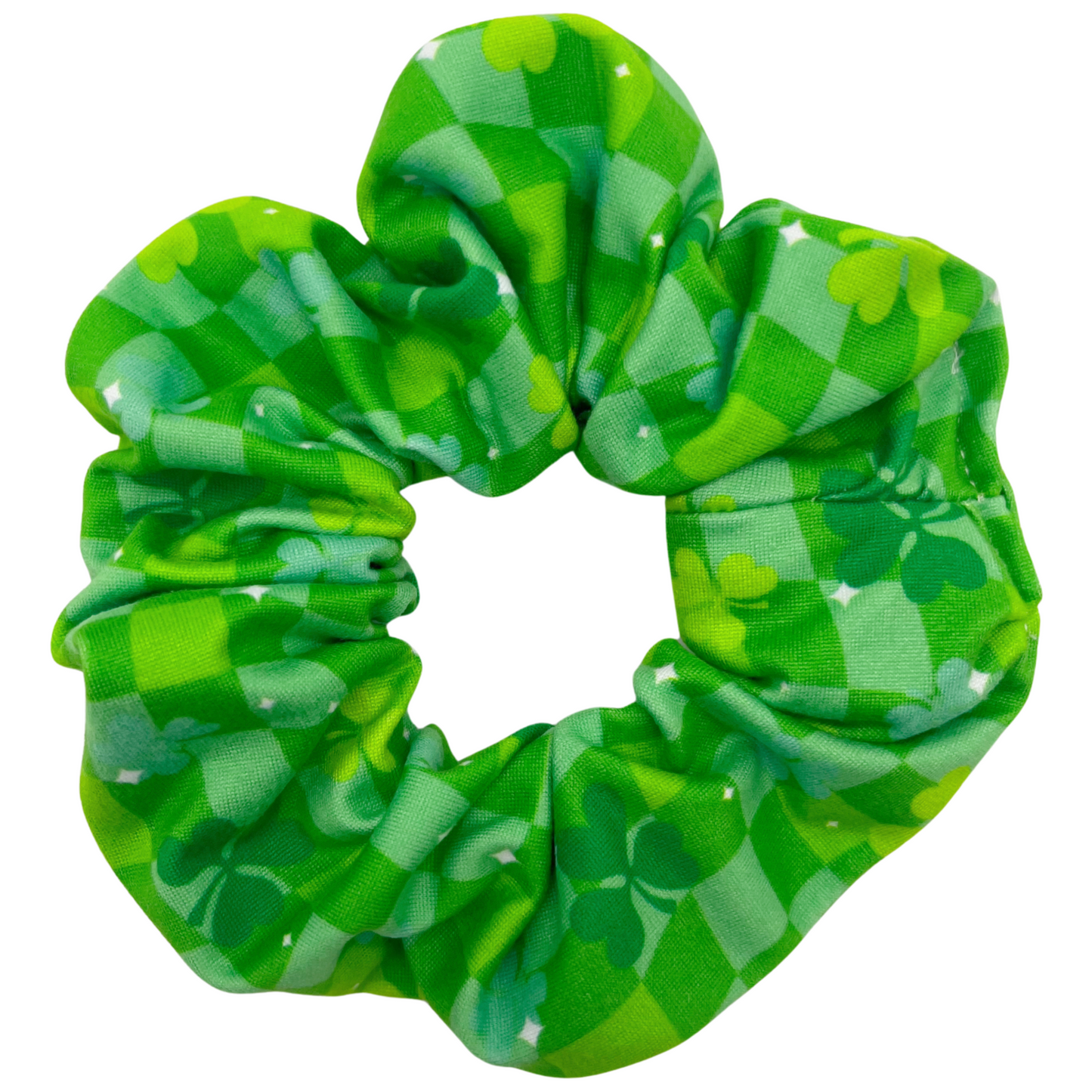 Green Wavy Checkered Scrunchie