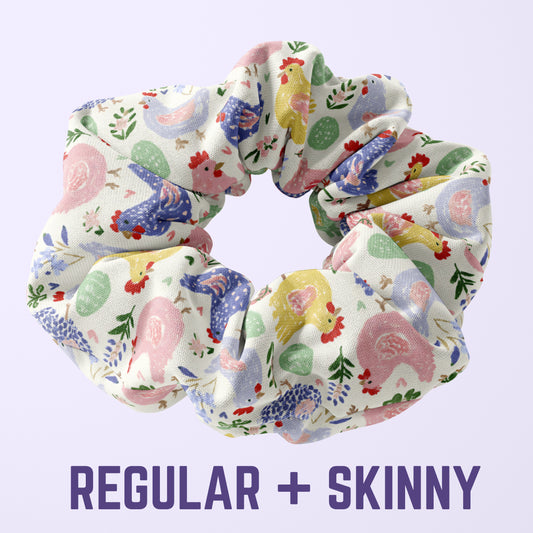 Colorful Chickens Scrunchie (regular/skinny)
