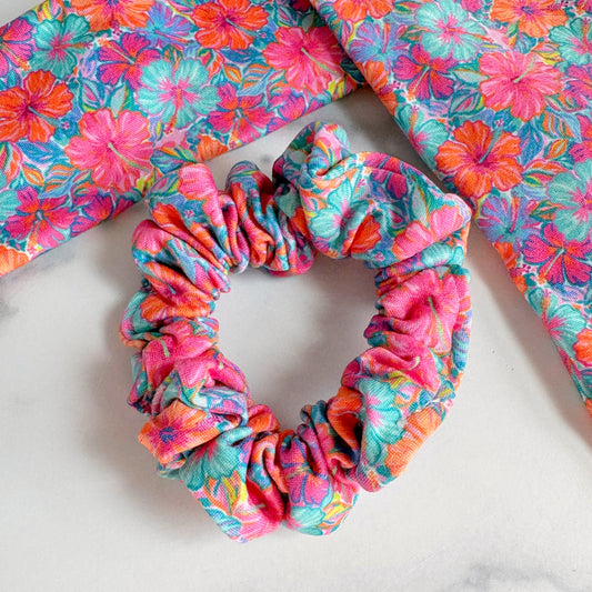 Tropical Flowers Scrunchie (Skinny)