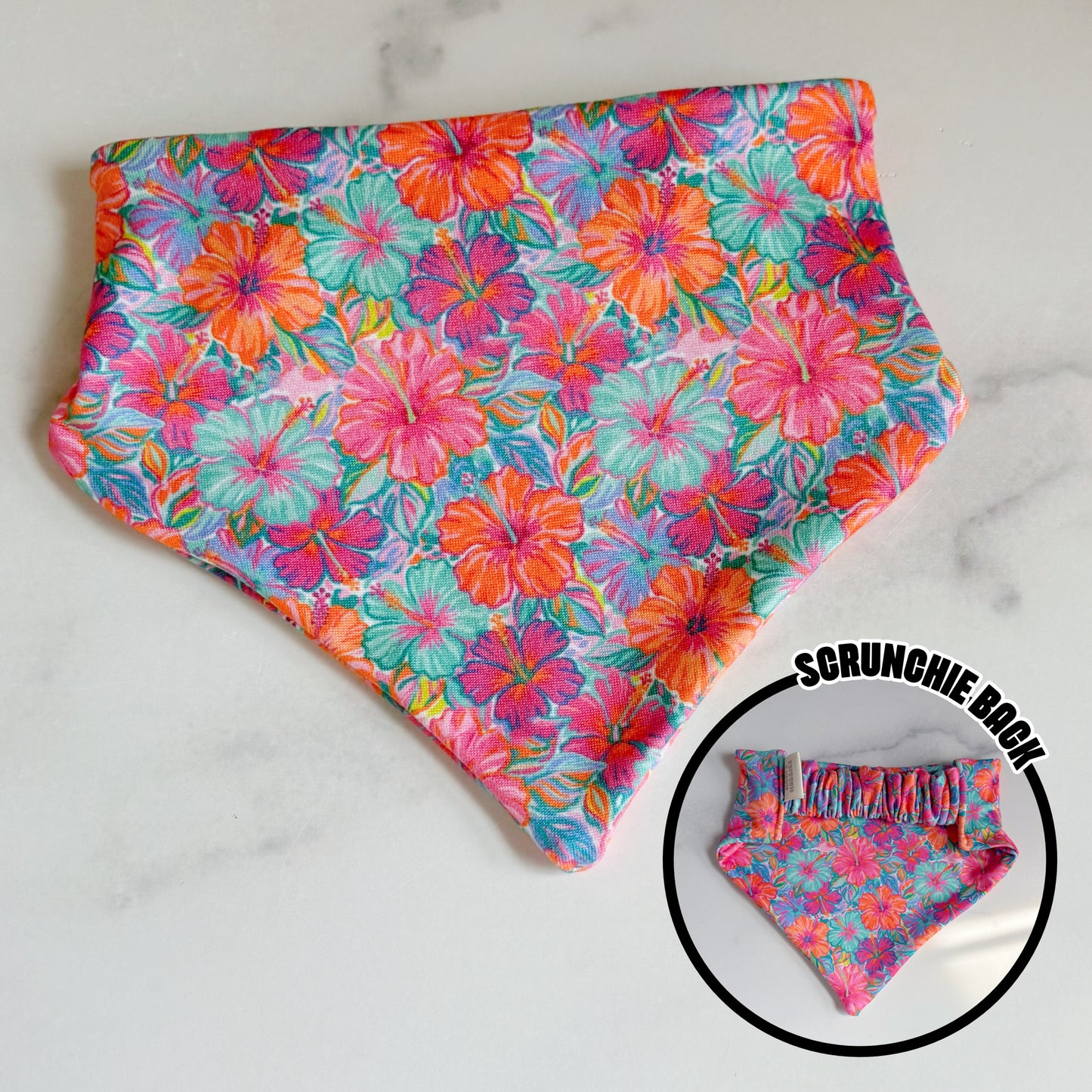 Tropical Flowers Scrunchie Dog Bandana