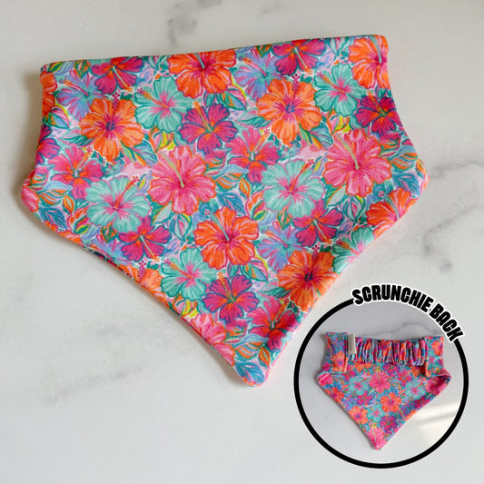 Tropical Flowers Scrunchie Dog Bandana