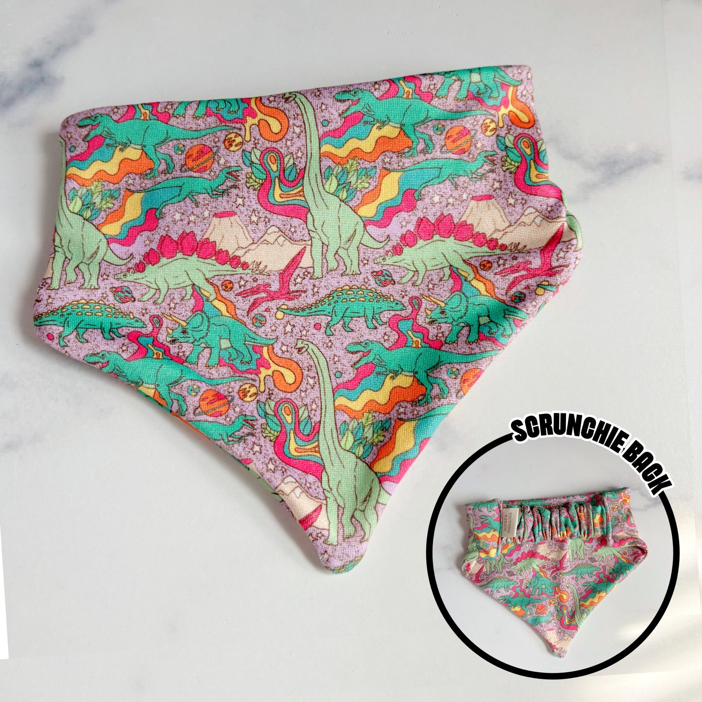 Retro Dinosaurs Scrunchie Dog Bandana