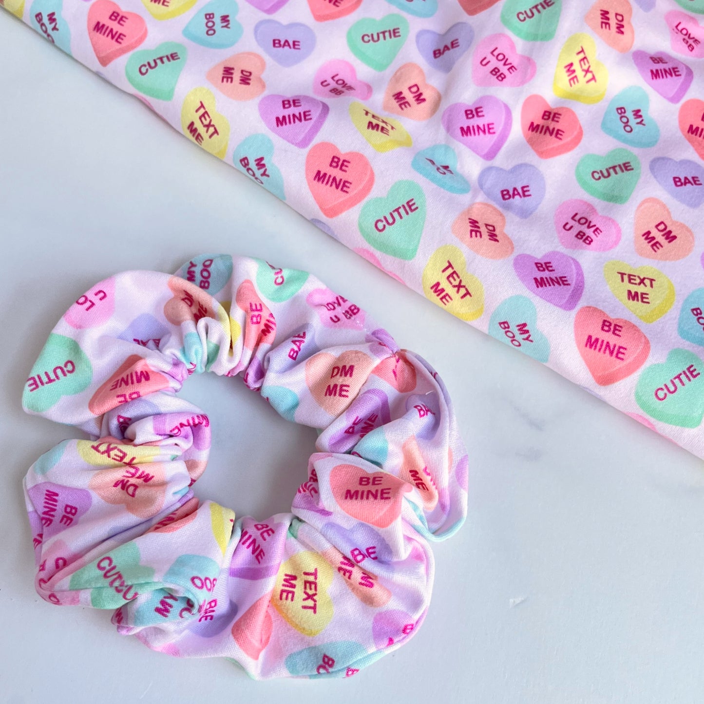 Conversation Hearts Scrunchie