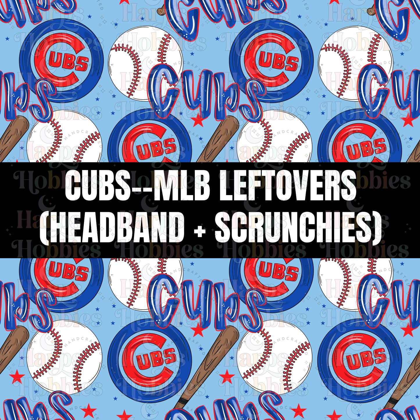 CUBS BATS (headband,scrunchie,skinny scrunchie)