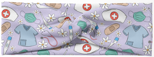 Purple Floral Nurse Headband