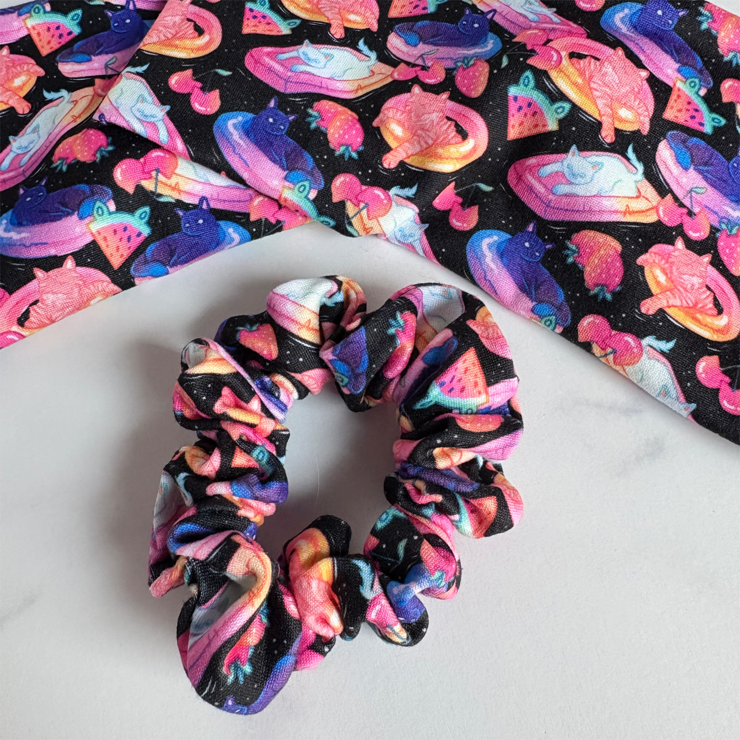 Cats on Floaties Scrunchie (Skinny)