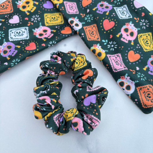 Festive Skulls Scrunchie (Skinny)