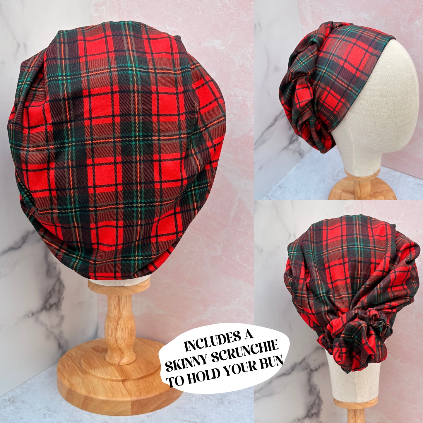 Christmas Plaid Scrub Hat