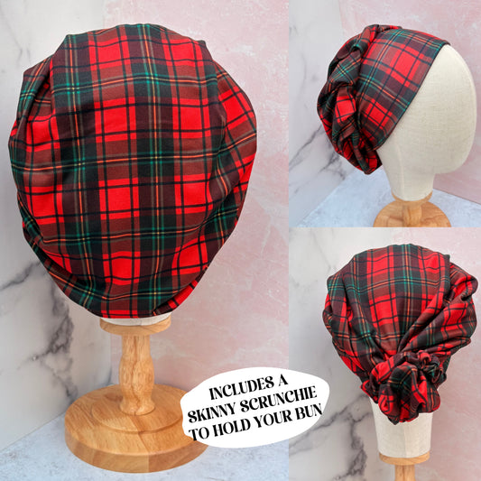 Christmas Plaid Scrub Hat