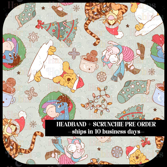 Holiday Pooh (headband/scrunchie)