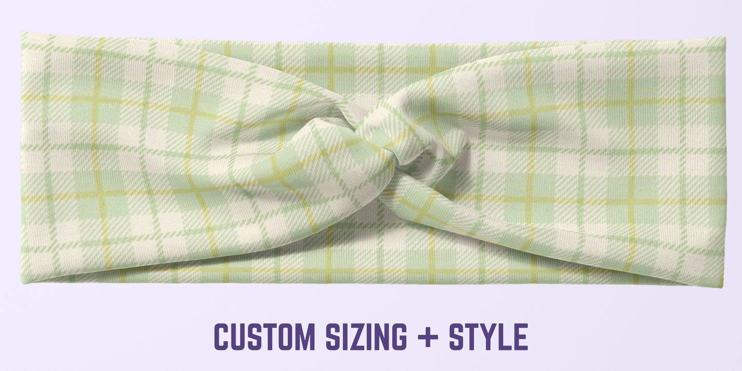Green Gingham Headband