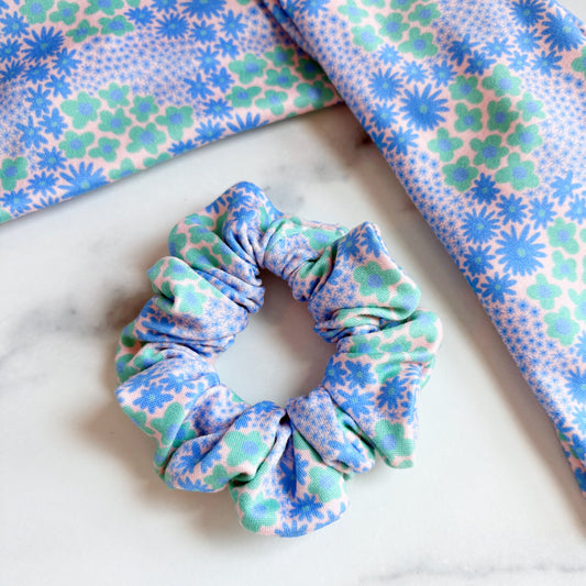 Ditsy Blue Floral Scrunchie (Skinny)