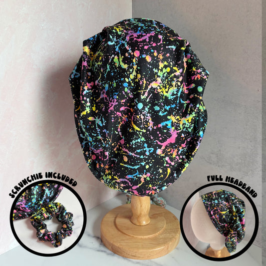 Rainbow Splatter Scrub Hat