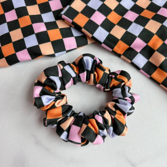 Halloween Checkered Scrunchie (Skinny)