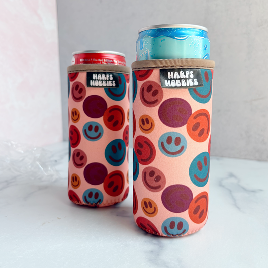 Boho Smileys Slim Can Sleeve