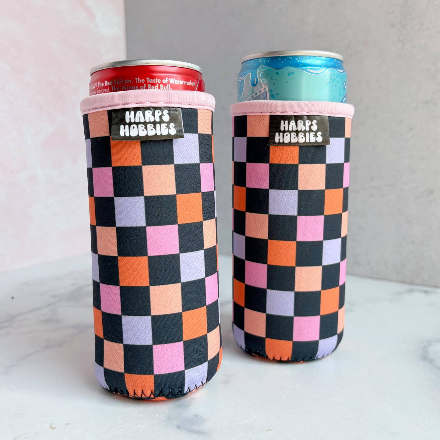 Halloween Checkered Slim Can Sleeve