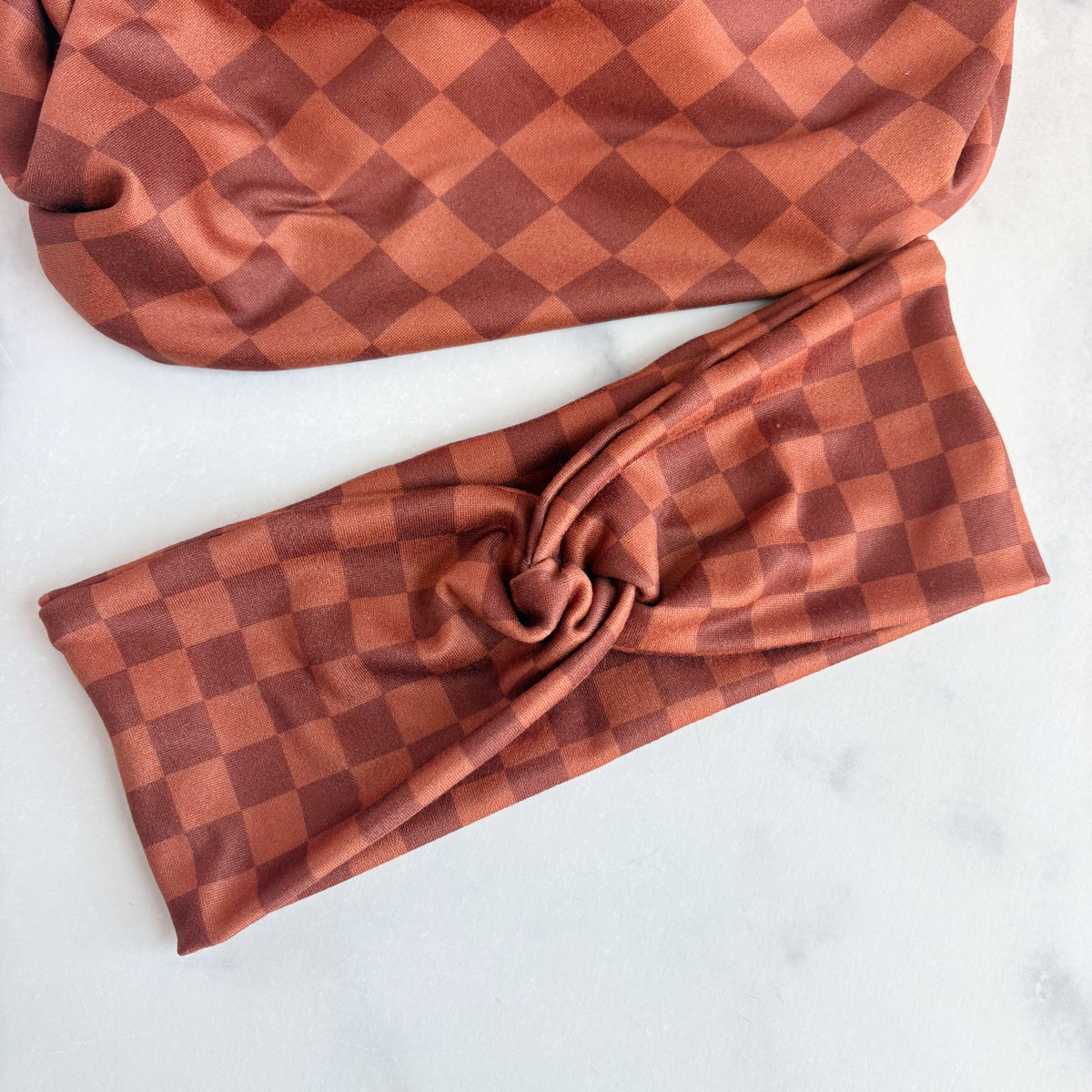 Rusty Orange Checkered Headband