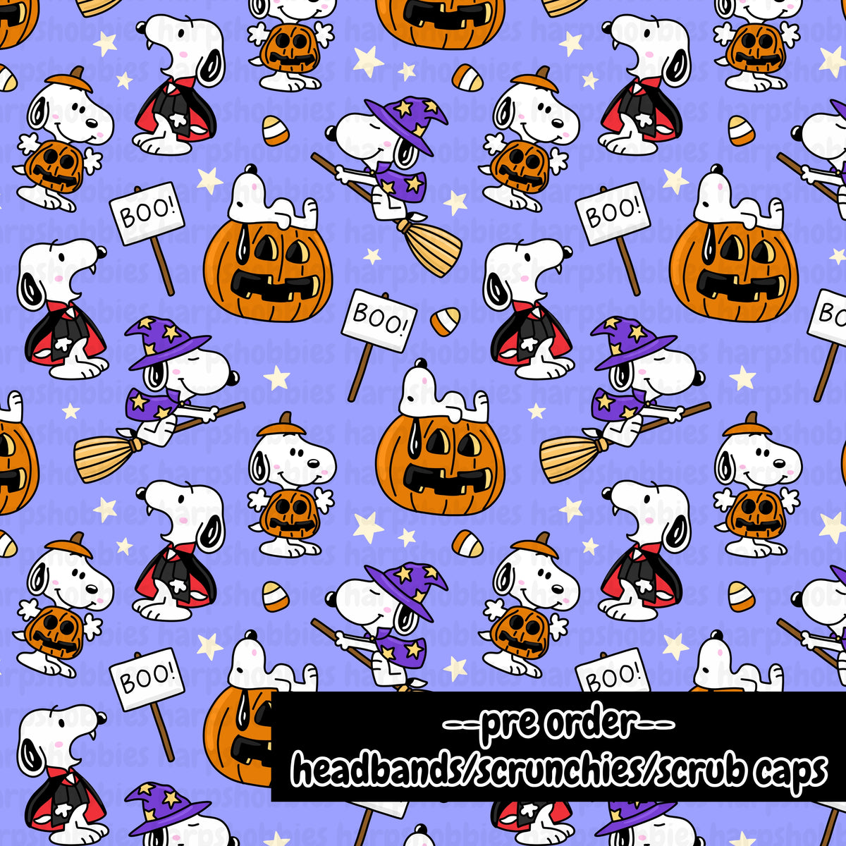 Snoopy Halloween (headband/scrunchie/scrub cap)