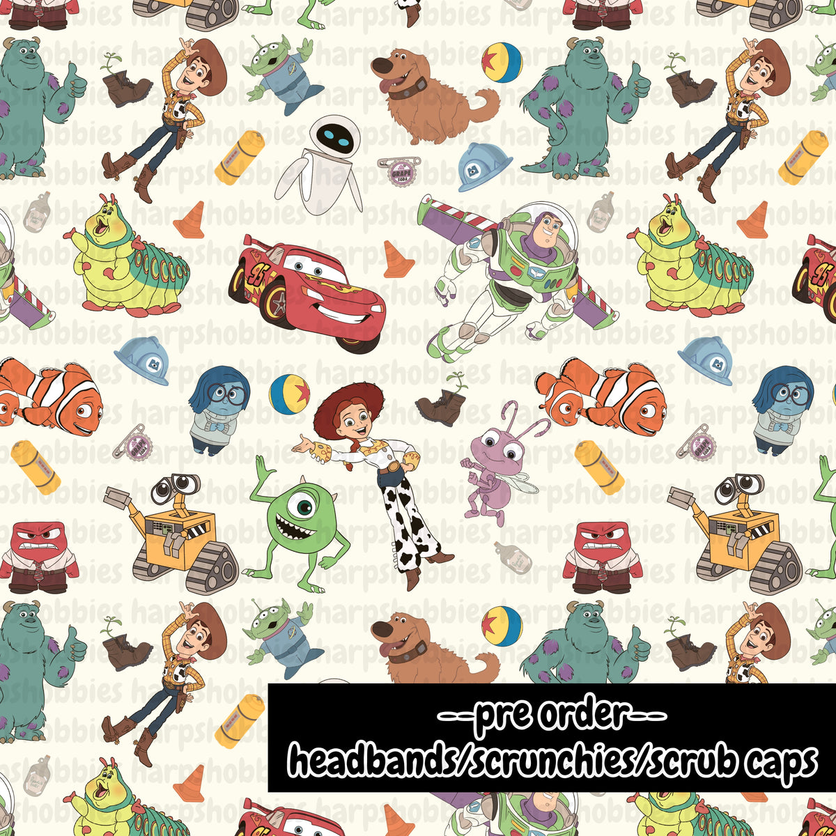 Pixar Mashup (headband/scrunchie/scrub cap)