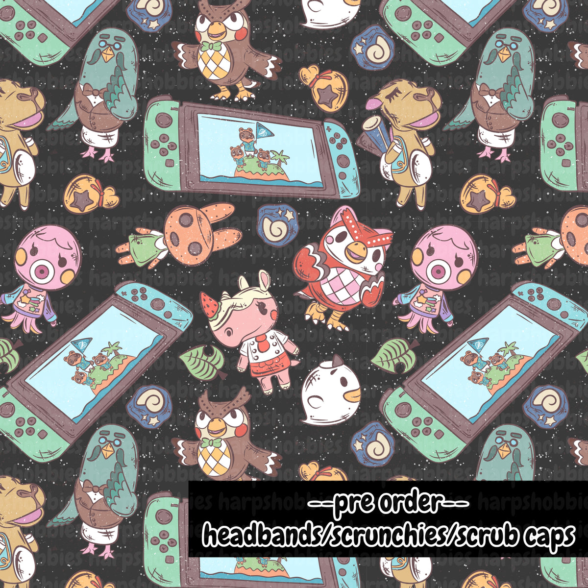 Village Animals (headband/scrunchie/scrub cap)