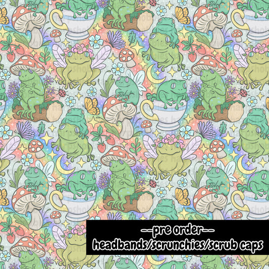 Cottagecore Frogs (headband/scrunchie/scrub cap)