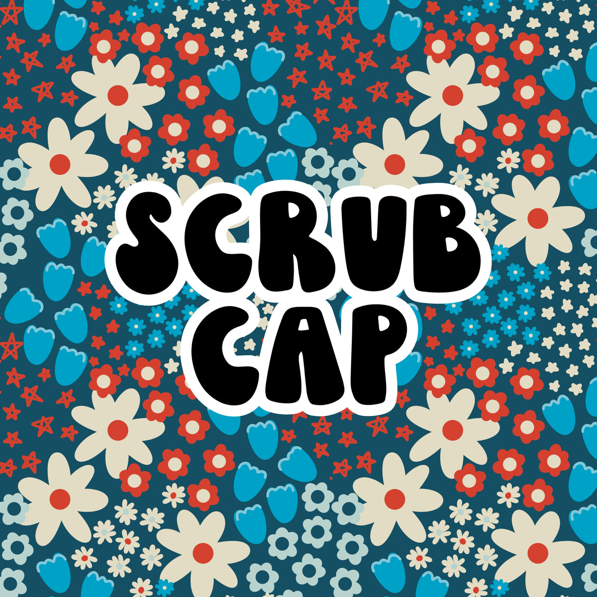 4th Ditsy Floral Scrub Cap