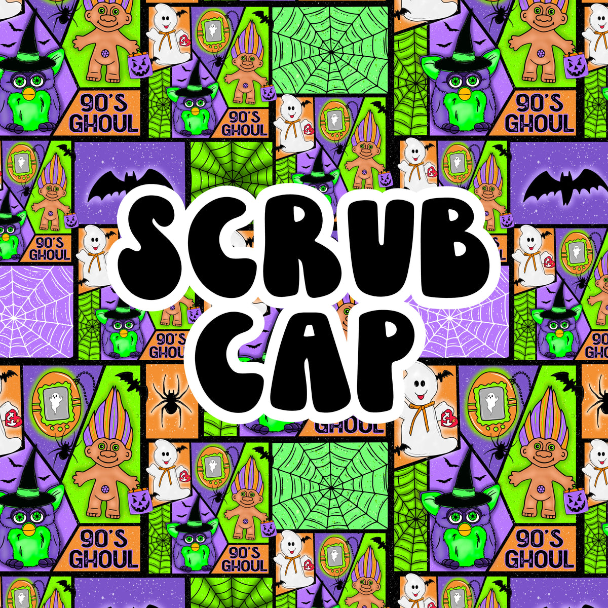 90s Halloween Collage Scrub Cap