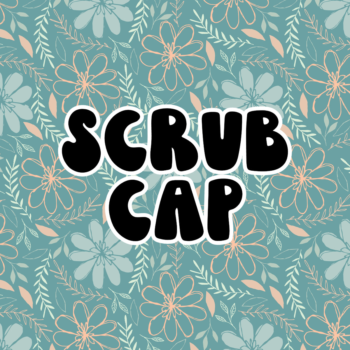 Green Flowers Scrub Cap