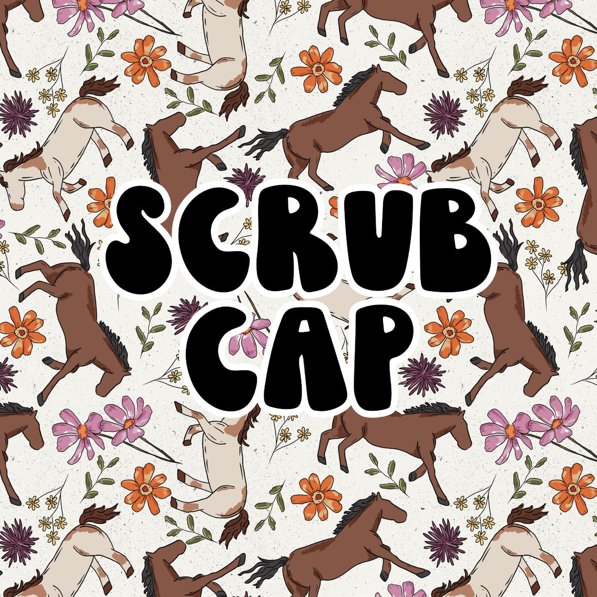 Horses Scrub Cap