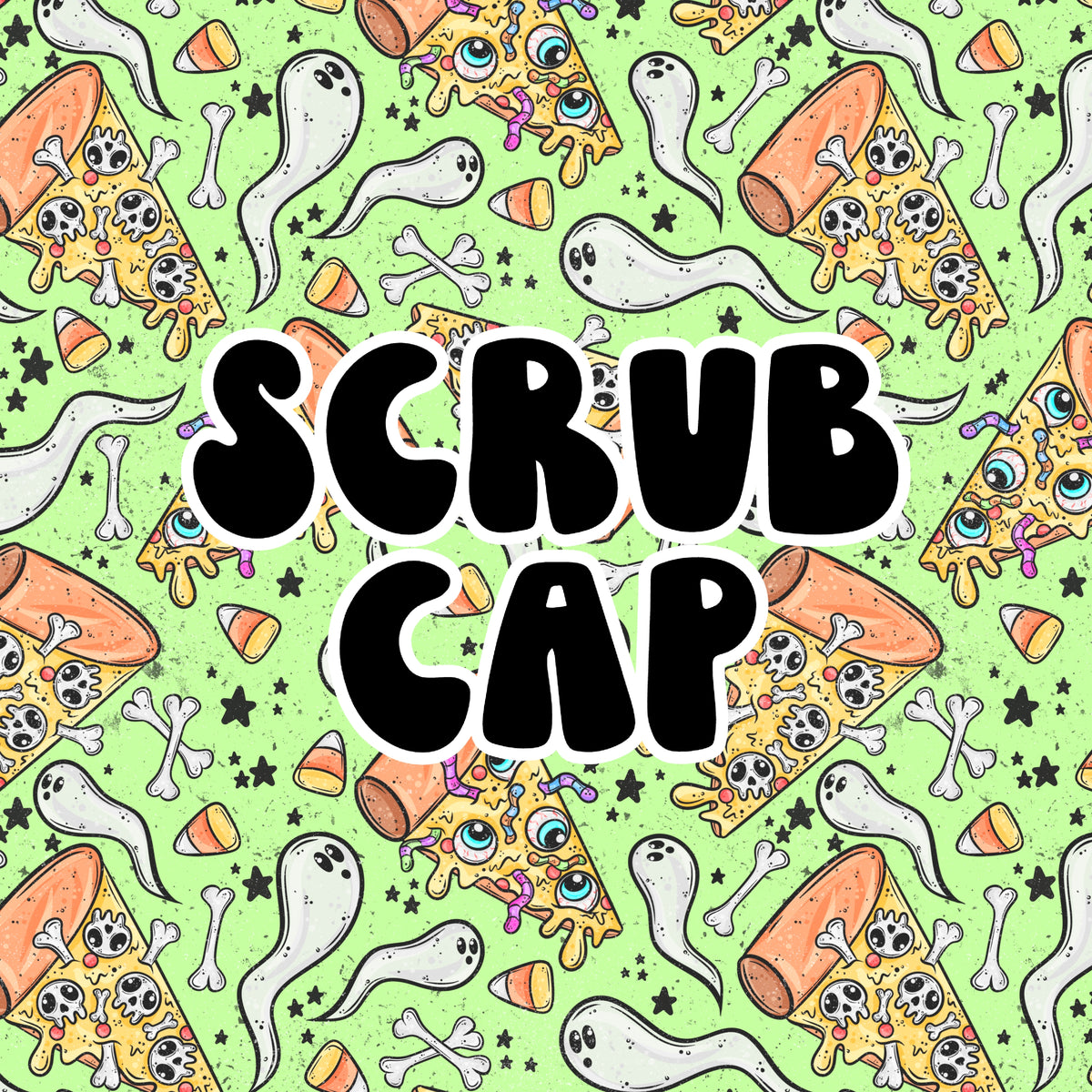 Spooky Pizza Scrub Cap