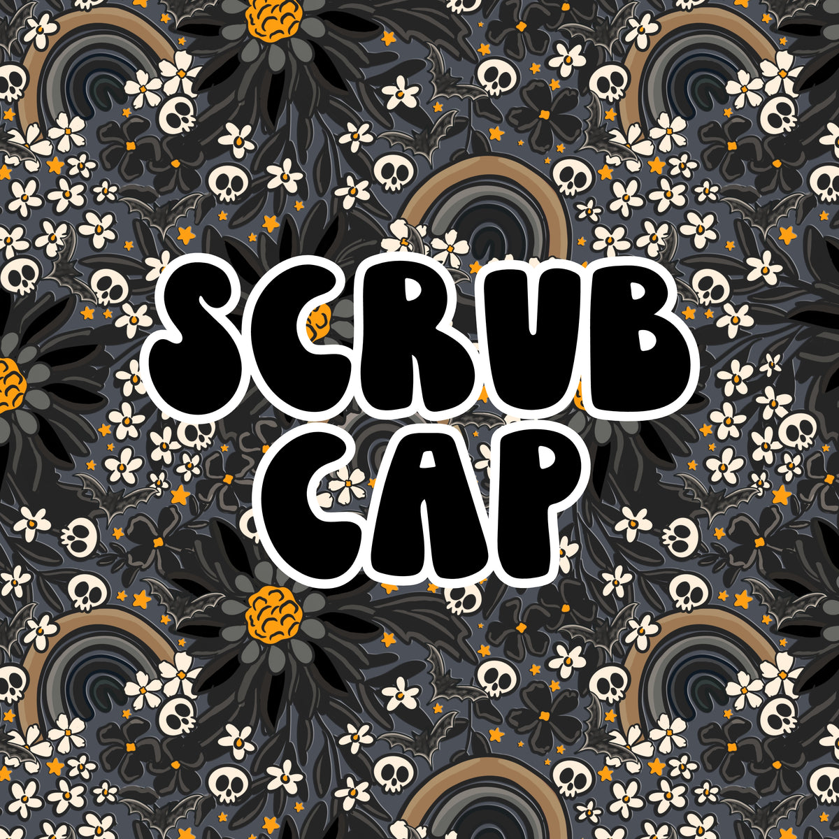 Spooky Floral Scrub Cap